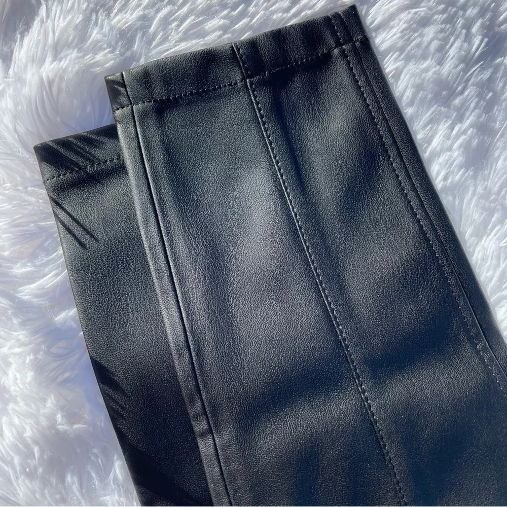 NWT FREE PEOPLE FUAX LEATHER VEGAN BLACK SKINNY LEG PANTS SIZE 24 - Picture 5 of 11